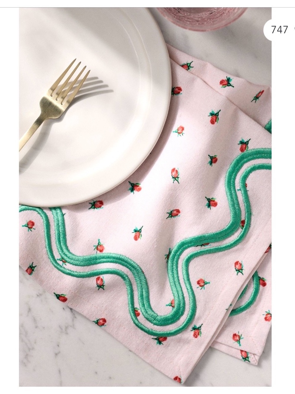 NWT Anthropologie Madeline Napkins ( set of 2 ) In Tulip 🌷 Pink